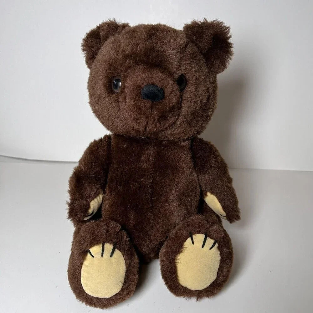 Dakin‎ Vintage Brown Teddy Bear Jointed Stuffed Animal Plush 10" Toy Dark Brown